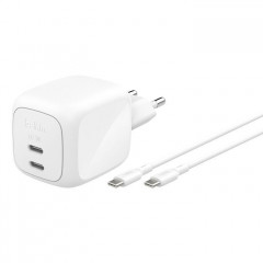 Зарядний пристрій Belkin 2xUSB-C PD67W GaN PPS + cable USB-C to USB-C 2.0m white (WCH020KQ2MWH-B6)