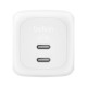 Зарядное устройство Belkin 2xUSB-C PD67W GaN PPS + cable USB-C to USB-C 2.0m white (WCH020KQ2MWH-B6)