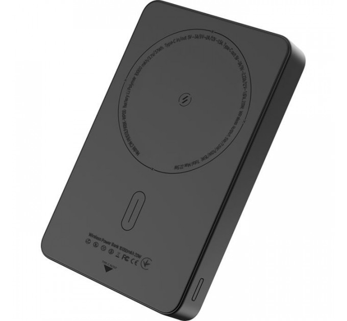 Батарея універсальна ColorWay 10 000 mAh PD\/22.5W, 15W MagSafe Black (CW-PB100LPA1BK-WPDD)