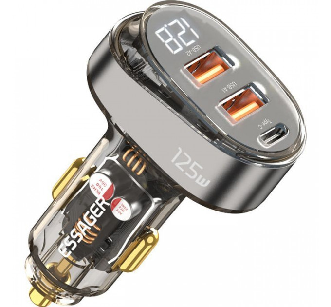 Зарядний пристрій Essager 2xUSB + 1xUSB-C 125W QC3.0\/PD3.0 Display Car Charger (ECC2AC-FM12-Z)