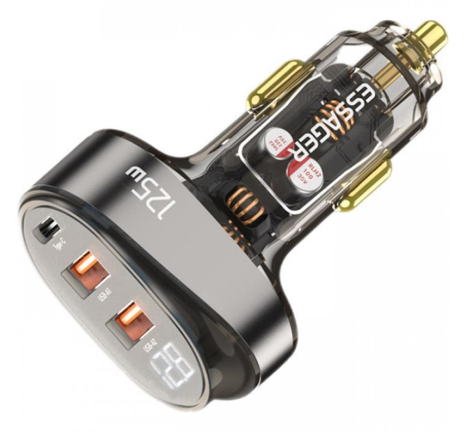 Зарядний пристрій Essager 2xUSB + 1xUSB-C 125W QC3.0\/PD3.0 Display Car Charger (ECC2AC-FM12-Z)