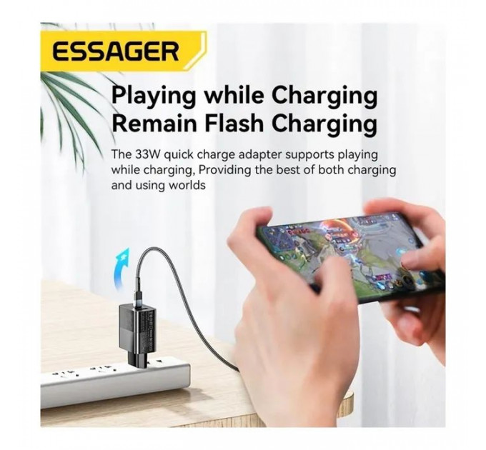 Зарядное устройство 1xUSB-C + 1xUSB 33W Essager (ECTAC-PCB01-P)