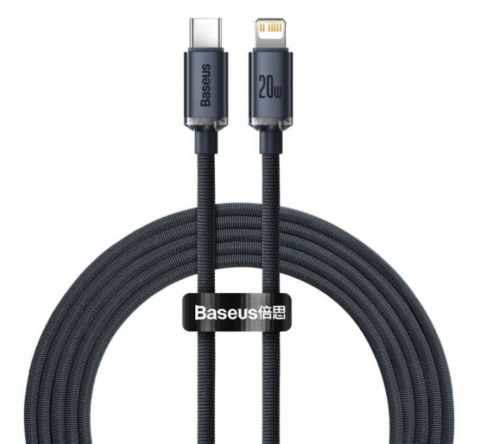 Дата кабель USB-C to Lightning 2.0m 20W Crystal Shine Series black Baseus (CAJY000301)