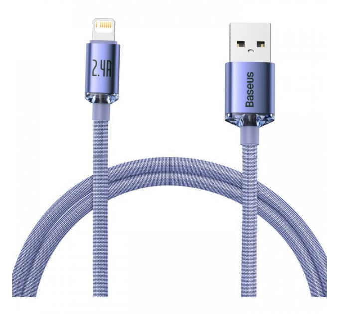 Дата кабель USB 2.0 AM to Lightning 1.2m 2.4A Crystal Shine Series purple Baseus (CAJY000005)