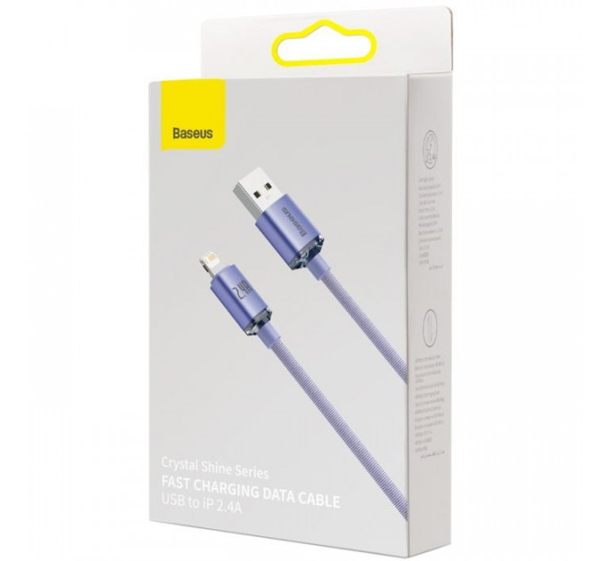 Дата кабель USB 2.0 AM to Lightning 1.2m 2.4A Crystal Shine Series purple Baseus (CAJY000005)