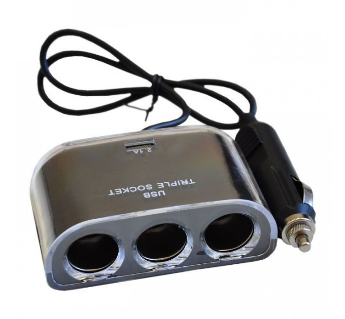Зарядний пристрій Atcom ES-09 (HUB 3*DC12 + 1*USB, 2.1A) (13151)