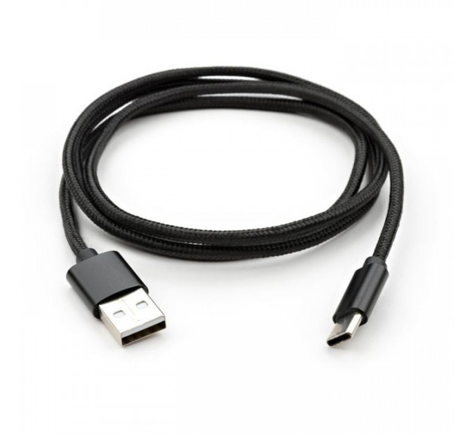 Дата кабель USB 2.0 AM to USB-C 1.0m nylon black Vinga (VCPDCTCNB1BK)