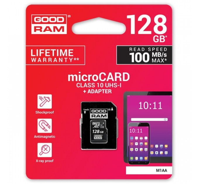 Карта памяти Goodram 128GB microSDXC class 10 UHS-I (M1AA-1280R12)