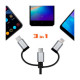 Дата кабель USB 2.0 AM to Lightning + Micro 5P + USB-C 1.0m black REAL-EL (EL123500035)