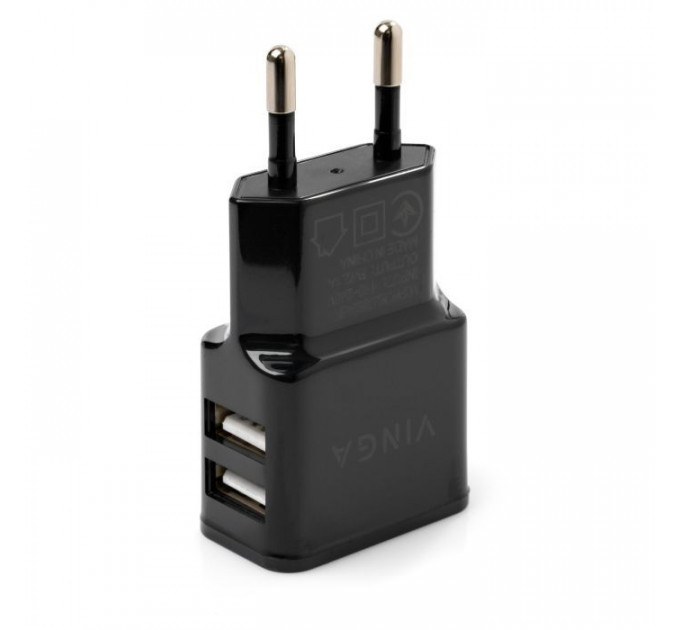 Зарядное устройство для Vinga 2 Port USB Wall Charger 2.1A (VCPWCH2USB2ABK)
