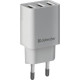 Зарядний пристрій Defender UPA-31 white, 3xUSB, 5V \/ 3.1A (83587)