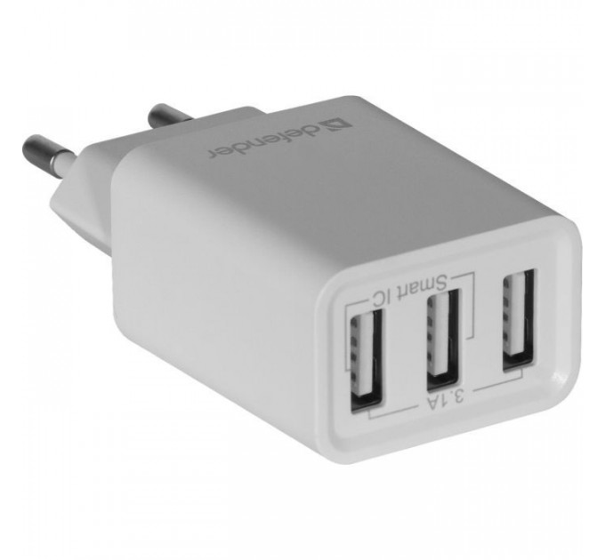 Зарядное устройство для Defender UPA-31 white, 3xUSB, 5V \/ 3.1A (83587)