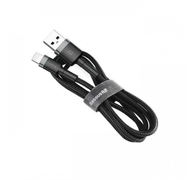 Дата кабель USB 2.0 AM to Lightning 0.5m Cafule 2.4A grey+black Baseus (CALKLF-AG1)