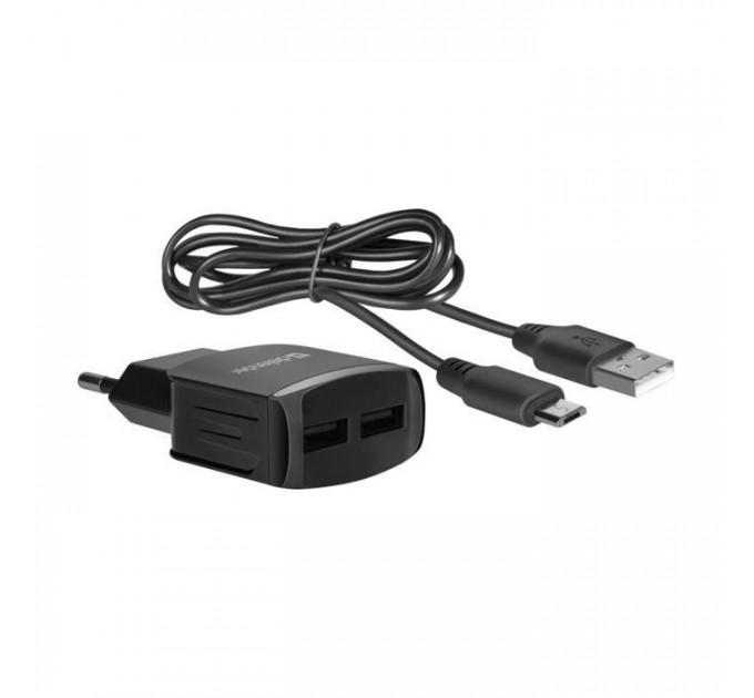 Зарядний пристрій Defender UPС-21 2xUSB,5V\/2.1А кабель microUSB (83581)