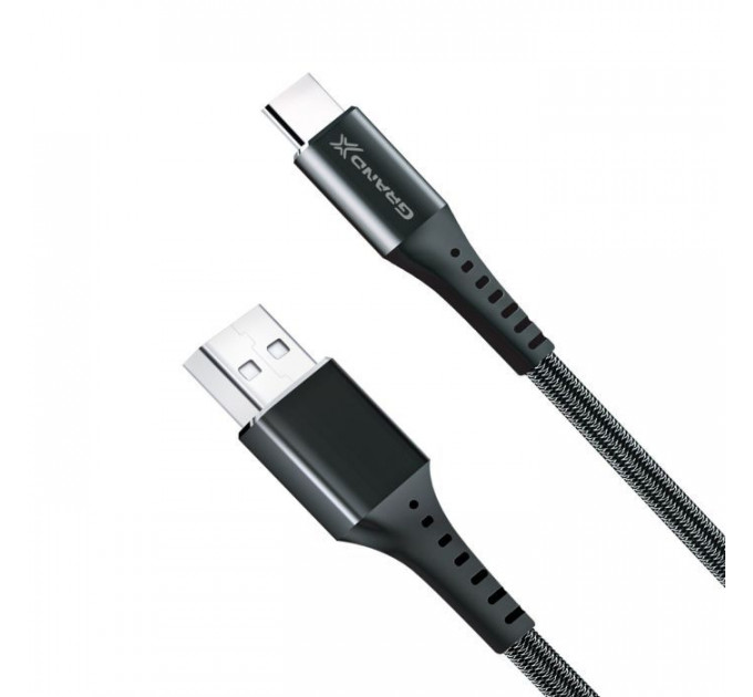 Дата кабеля USB 2.0 AM to USB-C 1.2m Black Grand-X (FC-12B)
