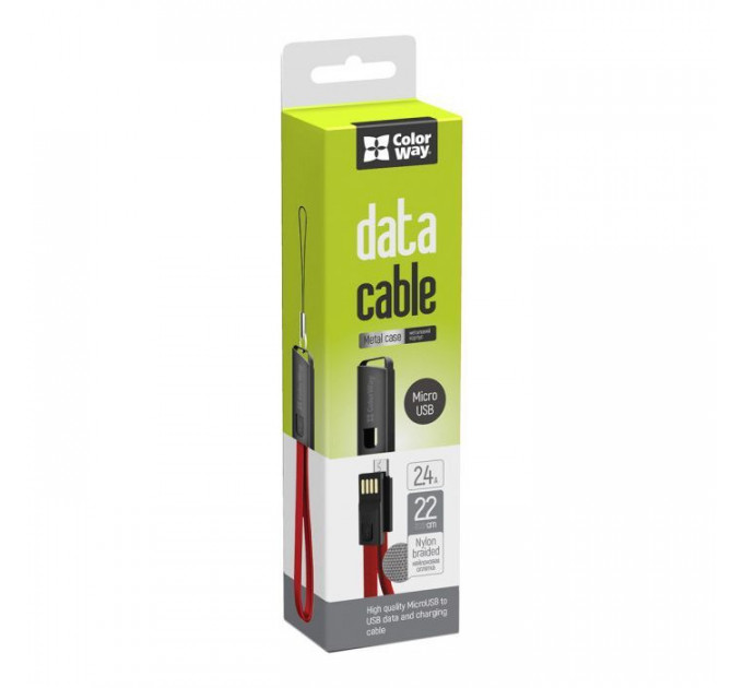 Дата кабель USB 2.0 AM to Micro 5P 0.22m red ColorWay (CW-CBUM022-RD)