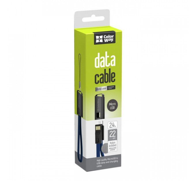 Дата кабеля USB 2.0 AM to Micro 5P 0.22m blue ColorWay (CW-CBUM022-BL)