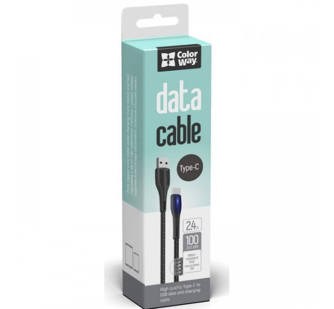 Дата кабеля USB 2.0 AM to USB-C 1.0m led black ColorWay (CW-CBUC034-BK)