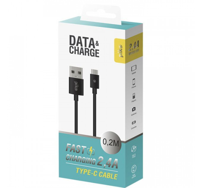 Дата кабель USB 2.0 AM to USB-C 0.2m black Piko (1283126493843)