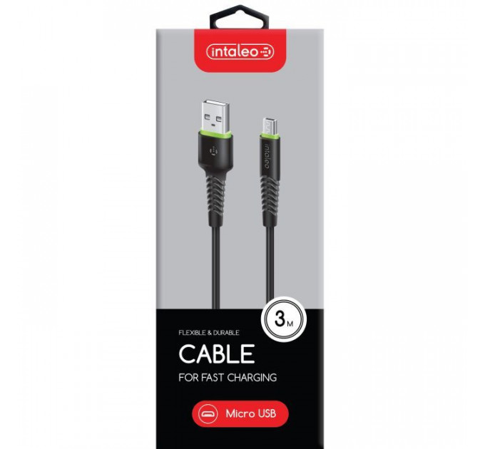 Дата кабель USB 2.0 AM to Micro 5P 3.0m CBFLEXM3 black Intaleo (1283126487491)