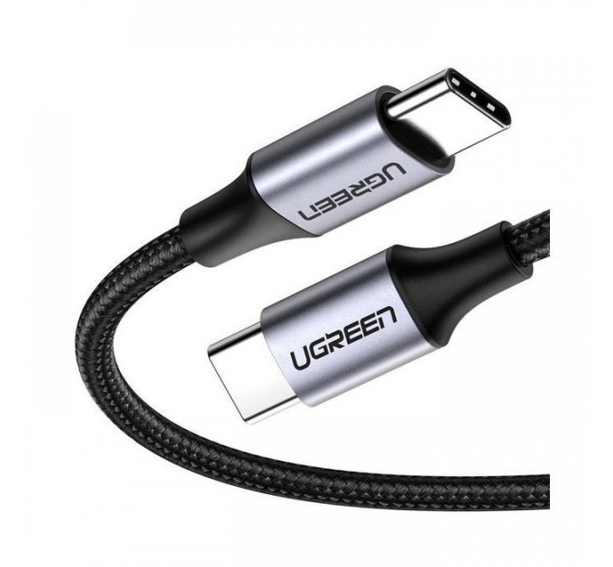 Дата USB-C кабель USB-C 1.0m US261 3A Alum. Braid Gray\\Black Ugreen (50150)