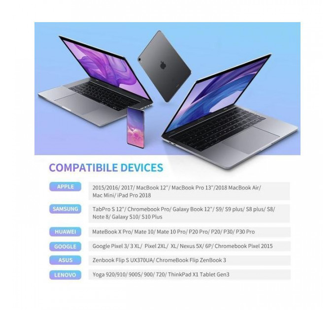 Дата USB-C кабель USB-C 1.0m US261 3A Alum. Braid Gray\\Black Ugreen (50150)