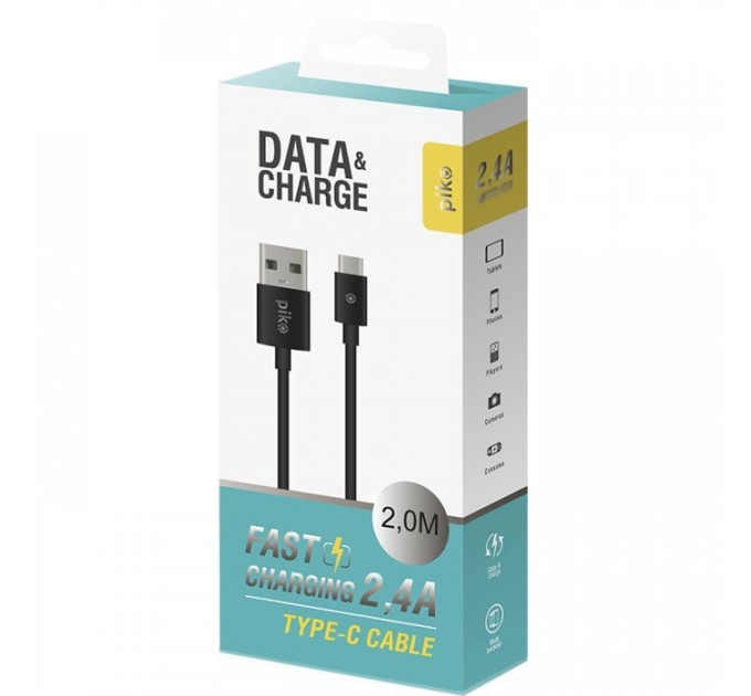 Дата кабель USB 2.0 AM to USB-C 2.0m black Piko (1283126493850)