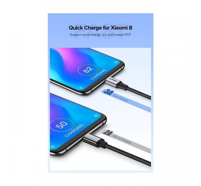 Дата кабель USB 2.0 AM to USB-C 1.5m US288 Aluminum Braid (Black) Ugreen (60127)