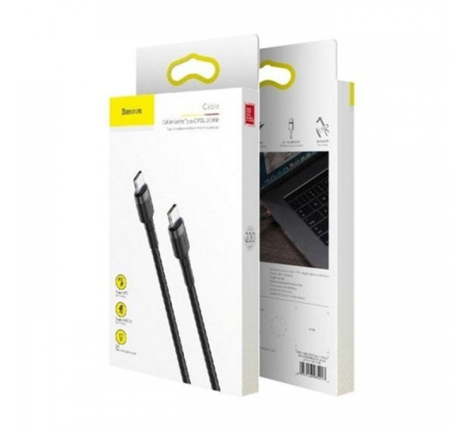 Дата кабель USB-C to USB-C 2.0m USB 3.1 3A grey-black Baseus (CATKLF-HG1)