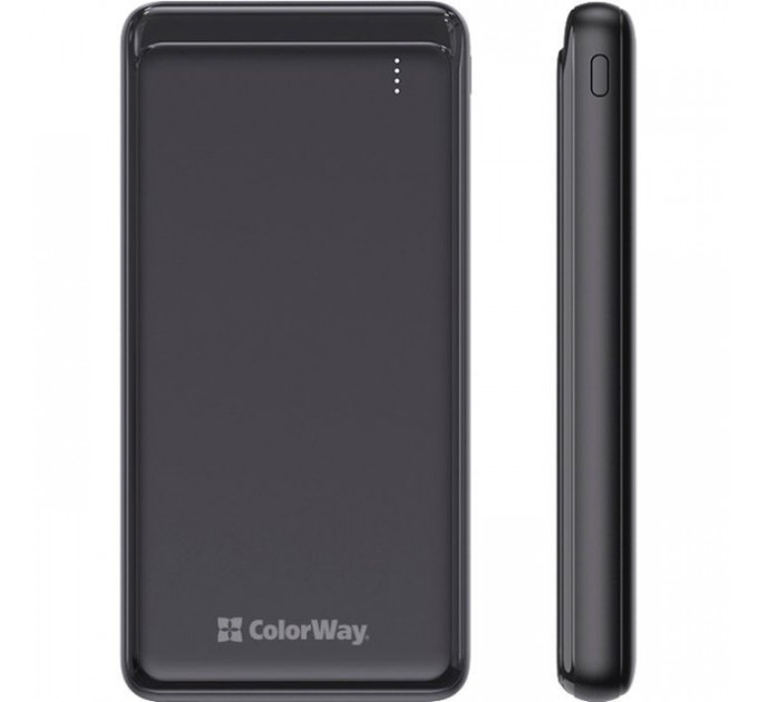 Батарея універсальна ColorWay 10 000 mAh Slim (USB QC3.0 + USB-C Power Delivery 18W) Black (CW-PB100LPG3BK-PD)