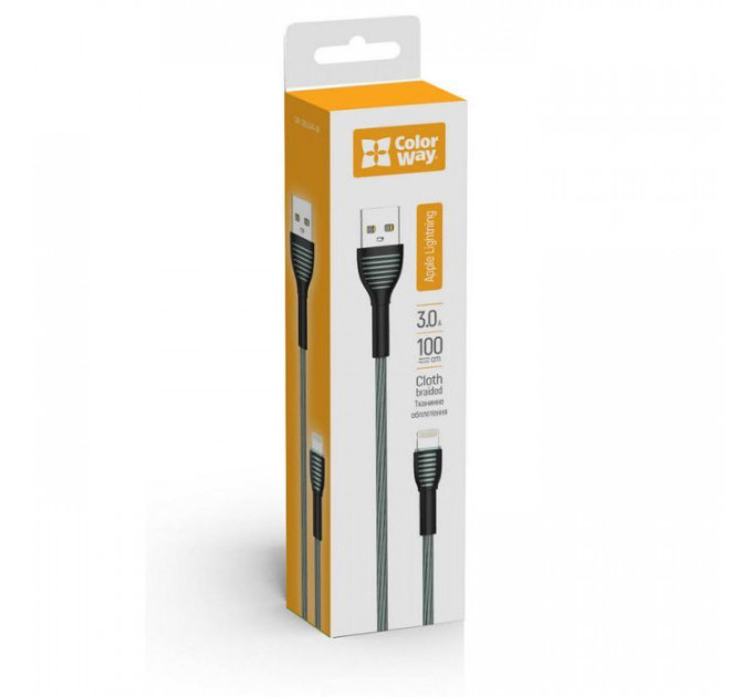 Дата кабель USB 2.0 AM to Lightning 1.0m ColorWay (CW-CBUL041-GR)