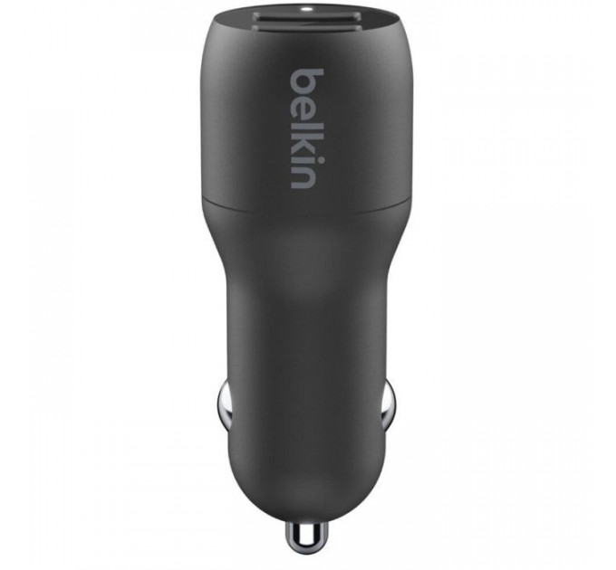 Зарядний пристрій Belkin Car Charger (24W) Dual USB-A, USB-A - USB-C, 1m, black (CCE001BT1MBK)