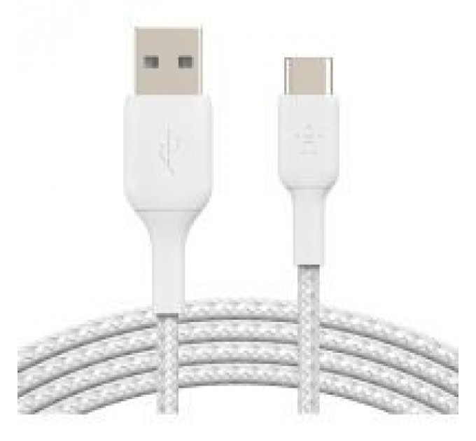 Дата кабель USB 2.0 AM to Type-C 1.0m BRAIDED white Belkin (CAB002BT1MWH)