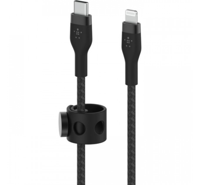 Дата кабель USB-С to Lightning 1.0m BRAIDED SILICONE black Belkin (CAA011BT1MBK)