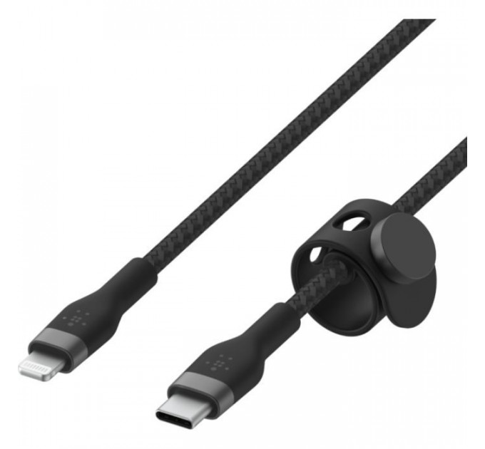 Дата кабель USB-С to Lightning 1.0m BRAIDED SILICONE black Belkin (CAA011BT1MBK)