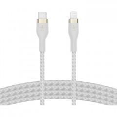 Дата кабель USB-C to Lightning 1.0m BRAIDED SILICONE white Belkin (CAA011BT1MWH)