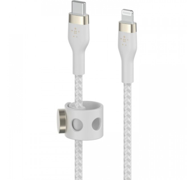 Дата кабель USB-C to Lightning 1.0m BRAIDED SILICONE white Belkin (CAA011BT1MWH)
