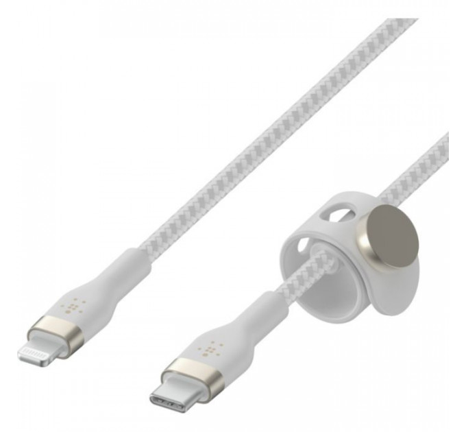 Дата кабель USB-C to Lightning 1.0m BRAIDED SILICONE white Belkin (CAA011BT1MWH)