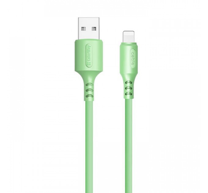 Дата кабель USB 2.0 AM to Lightning 1.0m soft silicone green ColorWay (CW-CBUL042-GR)