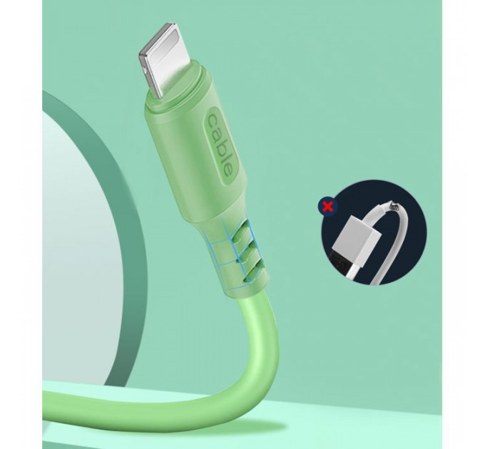 Дата кабель USB 2.0 AM to Lightning 1.0m soft silicone green ColorWay (CW-CBUL042-GR)