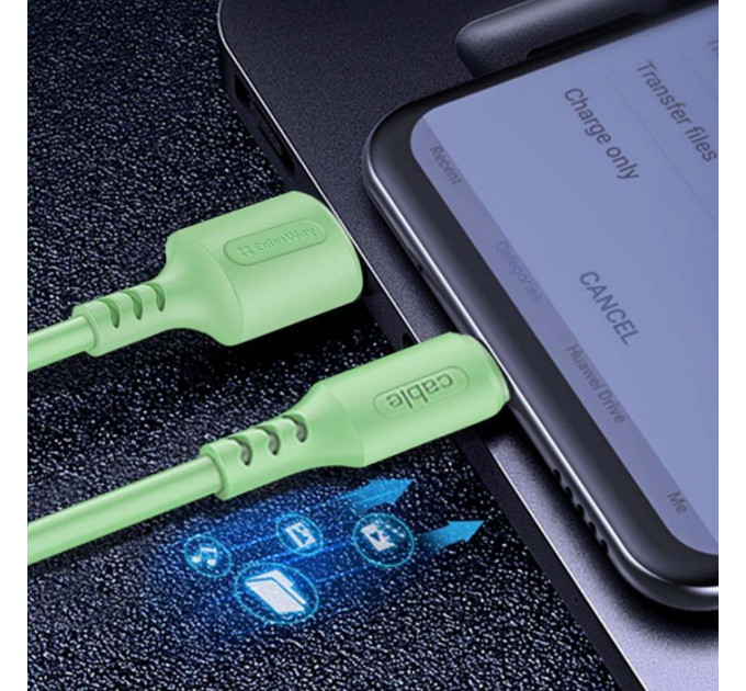 Дата кабель USB 2.0 AM to USB-C 1.0m soft silicone green ColorWay (CW-CBUC042-GR)