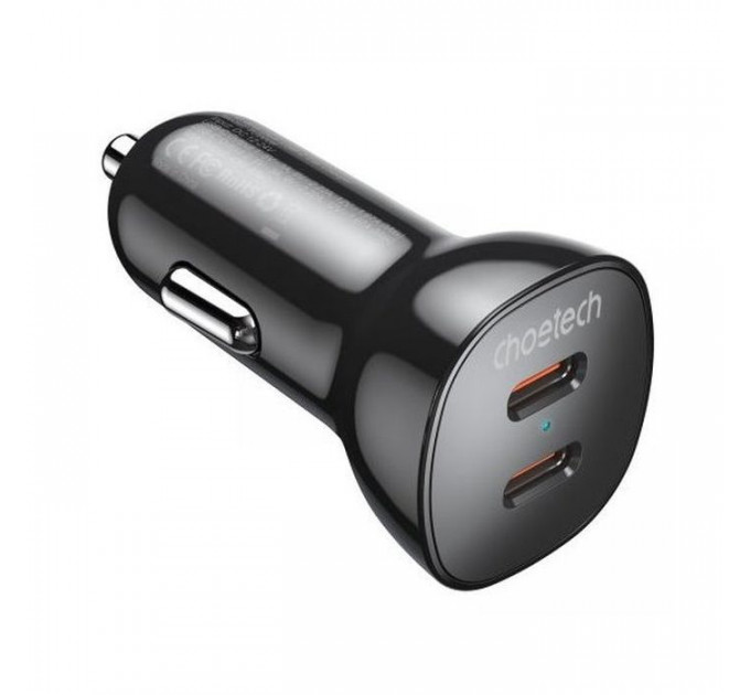 Зарядний пристрій Choetech car 2хUSB-C 40W PD black (TC0008-BK)