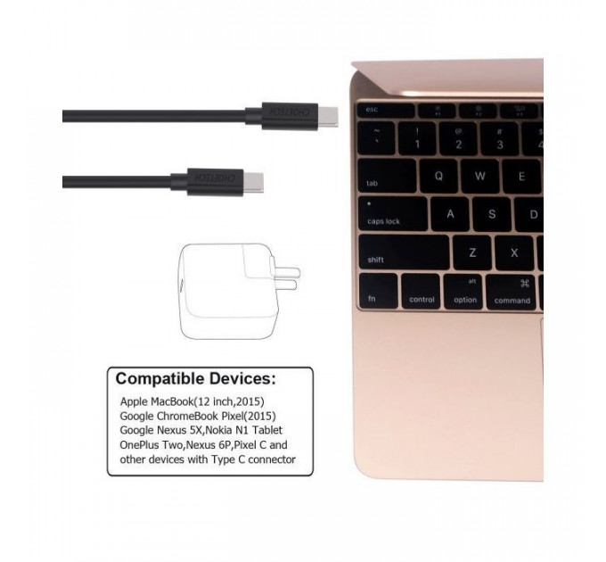 Дата кабель USB-C to USB-C 2.0m Choetech (CC0003)