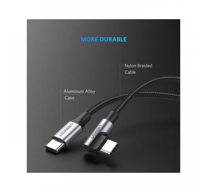 Дата USB-C кабель USB-C 2.0m 60W US255 Black Gray Ugreen (50125)