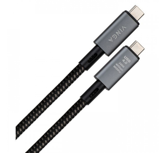 Дата кабель USB-C to USB-C 0.8m USB4 240W 40GBps 8K60Hz Nylon Vinga (VCPDCU4)