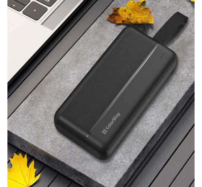 Батарея універсальна ColorWay 30 000 mAh High-power 2 PD\/20W, QC\/3.0, USB-C\/Micro-USB (CW-PB300LPC2BK-PD)