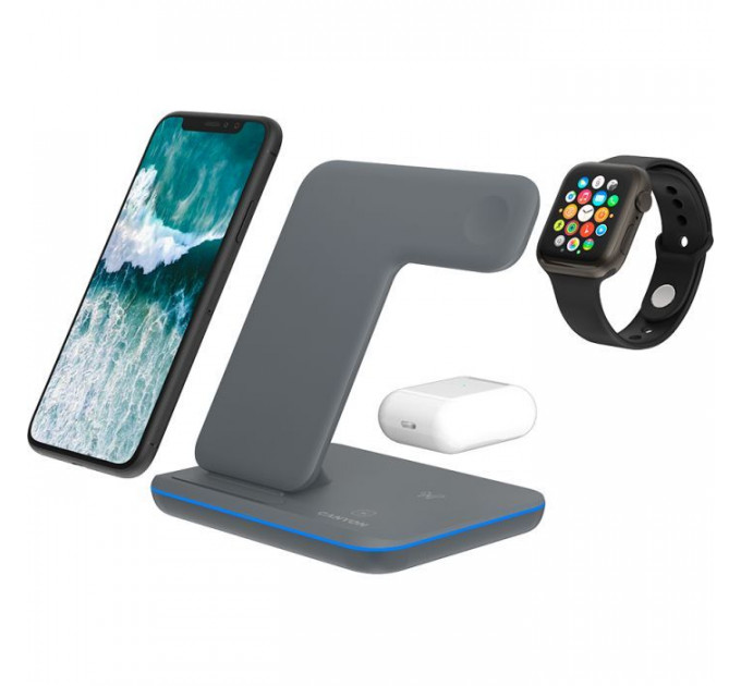 Зарядний пристрій Canyon WS-303, 3in1 Wireless Dark Grey (CNS-WCS303DG)