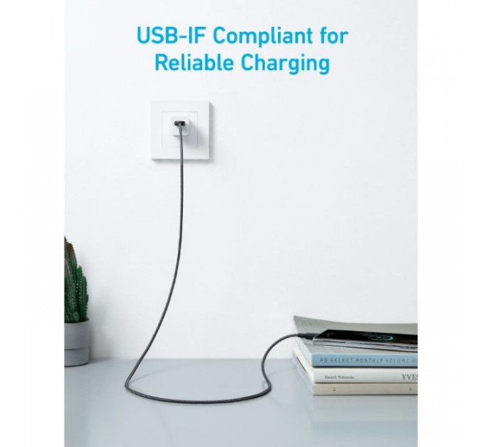 Дата кабель USB 2.0 AM to USB-C 0.9m 322 Black Anker (A81H5G11)