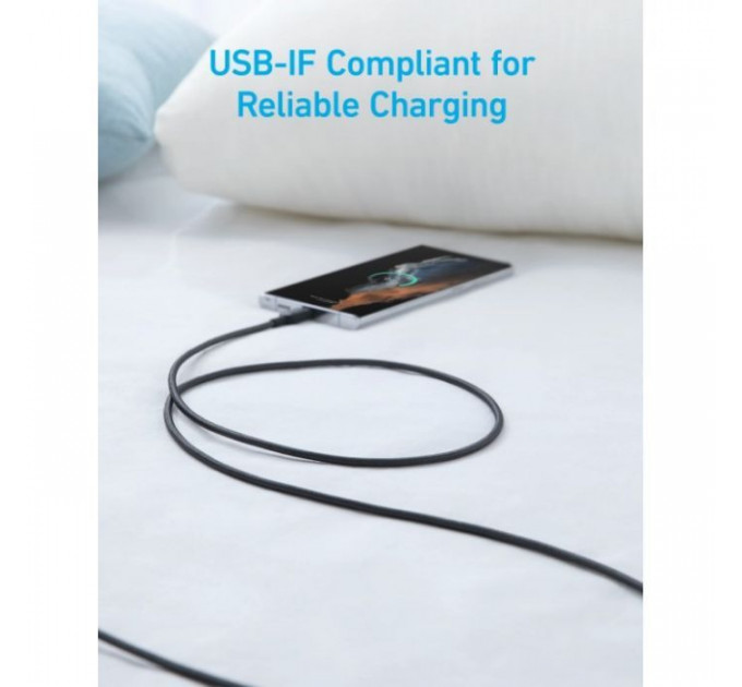 Дата кабель USB 2.0 AM to USB-C 0.9m 322 Black Anker (A81H5G11)