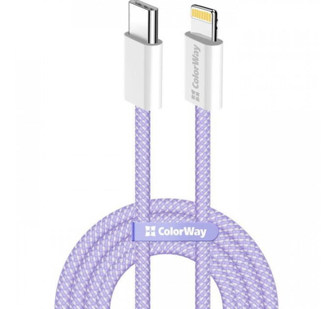 Дата кабеля USB-C to Lightning 1.0m 27W фиолетовый ColorWay (CW-CBPDCL061-PU)